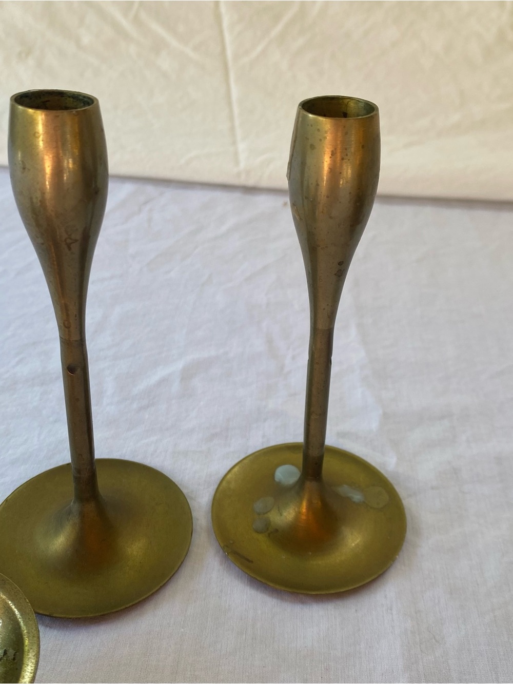 VTG Solid Brass Pots & Candlesticks MCM Hollywood Regency Decor Lot - Picture 4 of 9